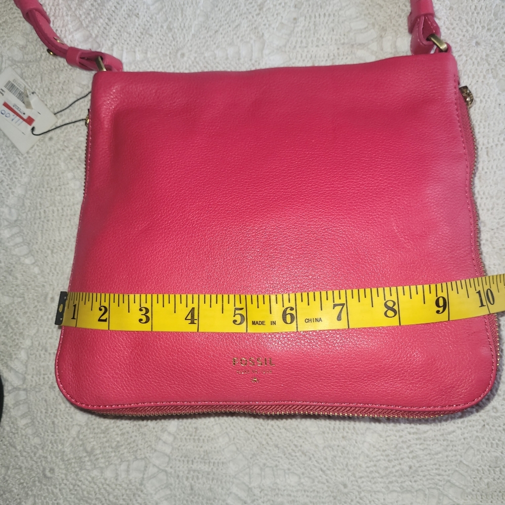 NWT Fossil Pink Pebble Leather/ Cowhide Crossbody/Shoulder Bag Adjustable Strap - Picture 14 of 16